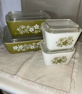 Vintage Pyrex Spring Blossom Refrigerator Dish Set 501 502 0503 Set Of 8 READ - Picture 1 of 15