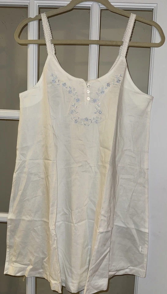 Camiseta sin mangas Oscar De La Renta rosa cami mujer M blanca azul bordada algodón Foto 1 de 4