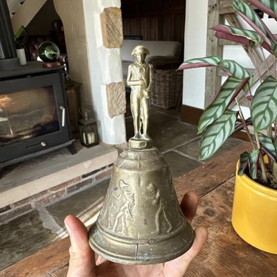Vintage Brass Bell Napoleon Figure Table Bell Quirky Design Church School Yard - Image 1 of 4