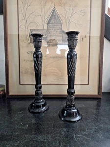 Par de Candelabros Estilo Antiguo Hierro Negro 14.5" Alto Decoración Gótica - Imagen 1 de 7