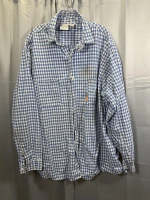 Rasco FR Shirt Mens 4XL Long Blue White Gingham Flame Resistant NFPA 2112 CAT 2 - Image 1 of 4