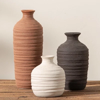 Ceramic Vase Set of 3 Neutral Decorative Vase for Farmhouse, Boho, or Rustic ... - Image 1 of 4