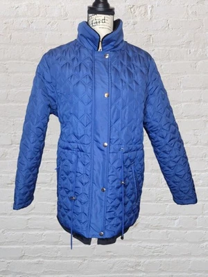 Totes Quilted Velvet Lined Jacket Womens MED Blue Heavy Warm Coat Drawstring  - Image 1 of 4