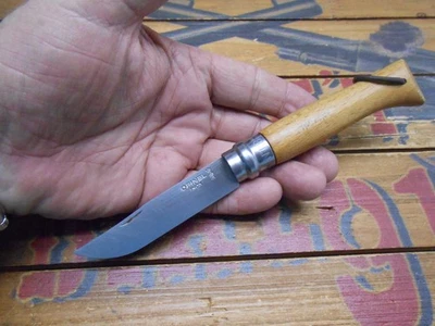 Cuchillo Plegable Opinel Nº 8 Borde Liso Hoja Inox Anillo Bloqueo Foto 1 de 4