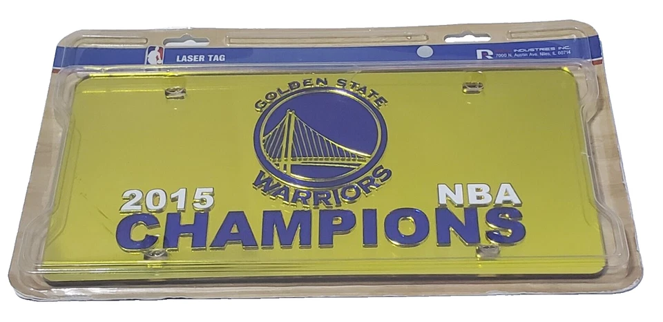 Golden State Warriors 2015 Campeones de la NBA Etiqueta Láser Placa Marco Coche Automático Foto 1 de 4