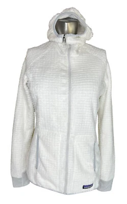 Jaqueta com capuz feminina Patagonia R3 reguladora de lã reversível branca tamanho XS - Imagem 1 de 4
