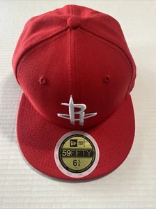 YOUTH New Era Houston Rockets 5950 Red Fitted Hat NBA Basic Team Game Cap 6 5/8 - Picture 1 of 5