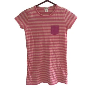Crewcuts Factory Girls Pink Orange Striped Tshirt Dress Size 8 - Picture 1 of 6