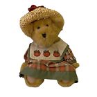 Boyds Bears Head Bean 10" Auntie Autumn 919827 Plaid Dress Straw Hat Jointed