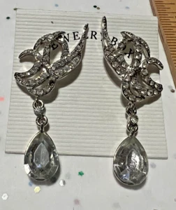 Fashion Drop Crystal Earrings Silver Crystal Wedding Women 2x.5 - Picture 1 of 10