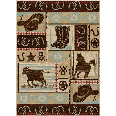 Desperado Area Rug Lodge Cabin Cowboy Rodeo Steer Black Brown *FREE SHIPPING* - Image 1 of 4
