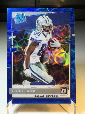 2020 Panini Optic NFL Football CeeDee Lamb Rated Rookie Blue Scope Prizm #156 - Image 1 of 4
