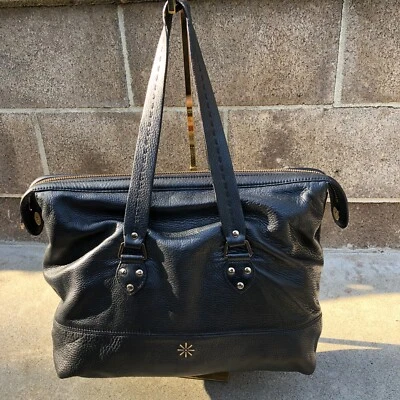 ISAAC MIZRAHI ¡EN VIVO! Cartera de cuero genuino bolso de hombro bolso negro para mujer Foto 1 de 4