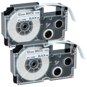 2 PK XR-12WE 12mm Black on White Label Tapes for EZ-Label Printer KL-C500 1500 - Picture 1 of 12