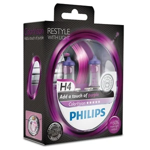 Philips 2x H4 60/55W Color-Vision Purple Halogen-Birnen Scheinwerfer-Lampen Lila - Bild 1 von 1
