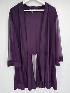Womens R&M Richards Purple Cardigan Sheer Sleeves Size 22W - Picture 1 of 9