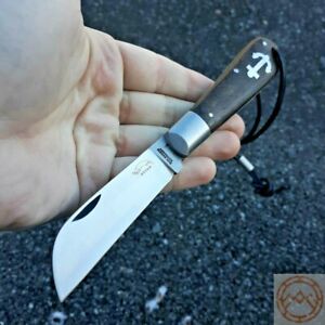 OTTER-Messer Anchor Folding Knife 3.13" Carbon Steel Blade Smoked Oak Handle