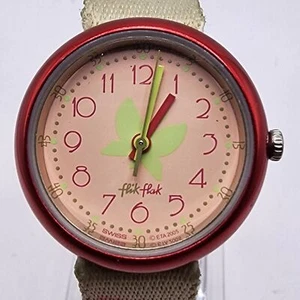 Flik Flak Swatch Watch Girls Pink Green Red Case Nylon Band Water Resistant - Picture 1 of 14