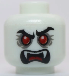 Lego Glow in the Dark Alien Head Vampire Black Eyebrows Red Eyes Fangs Scowl - Picture 1 of 3