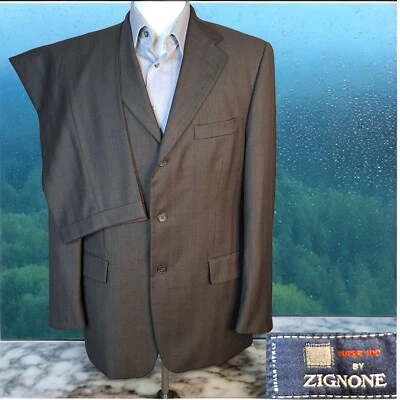 Traje Pronto Uomo 2 Piezas Hombre 40L 32X33 Marrón 3 Botones VL Zignone Italia Lana Foto 1 de 4