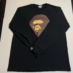 Adult Medium A Bathing Ape Long Sleeve Double-Sided Shirt Big Ape Logo Med Black - Picture 1 of 11