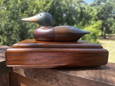 Vintage Wooden Mallard Duck Drake Decoy Shell Storage/Valet Wood Box Handmade? - Image 1 of 4