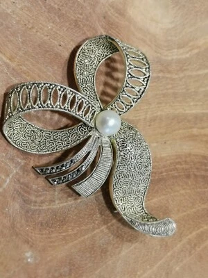 Art Deco Theodor Fahrner Perle Spilla Di 925 Silber - Immagine 1 di 2