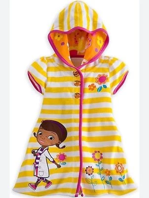 Disney Store Doc McStuffins Niña Nadar Con Capucha Cubrir Terry Bata Niño Pequeño Talla 3 Foto 1 de 4