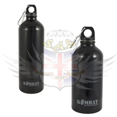 Aluminium Eau Bouteille 500ml & 1000ml,Vis Bouchon Supérieur & Carabine Noir - Photo 1/4