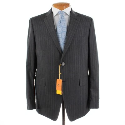 Etro NWT 100% Wool Two Piece Suit Size 56 (46 US) In Gray w/ Gray & Blue Stripes - Image 1 of 4