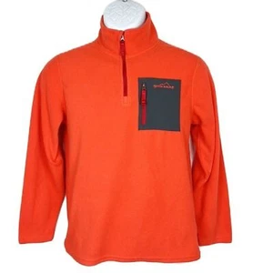 Eddie Bauer Sweater Youth Large Orange Grey Quarter Zip Pullover Cold Gear Kids - Picture 1 of 9