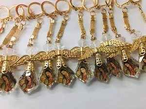 12 X Rhinestone Angel Lady of Guadalupe Keychains Favors Baptism First Communion - Picture 1 of 1