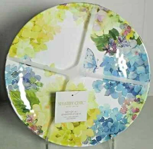 Shabby Chic Approx. 11" Floral Butterfly Dinner Plates Set Of 4 New - Picture 1 of 2