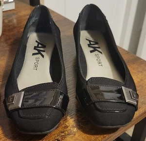 Anne Klein Sport Black Slip On Buckle Ballet Flat Shoes Women’s Size 6.5 M - Picture 1 of 5