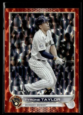 2022 Topps Update Orange Rainbow Foil Tyrone Taylor 163/299 Milwaukee Brewers - Image 1 of 2