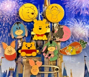 🍯 Lote de 10 prendedores Winnie the Pooh Disney - Prendedores Winnie Tigger Eeyore Piglet Rabbit - Imagen 1 de 2