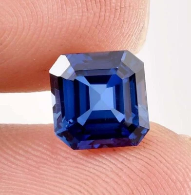 Flawless 8 x 8 MM Natural Ceylon Blue Sapphire Loose Gemstone (GIT) Certified - Image 1 of 4