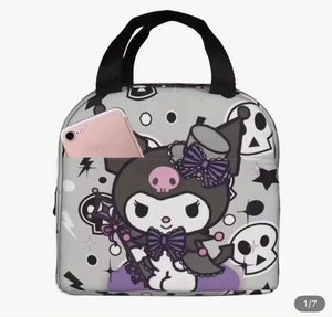 Kuromi Lunch Box Kids Sanrio Black Kawaii New School Container Bag Pail - Picture 1 of 6