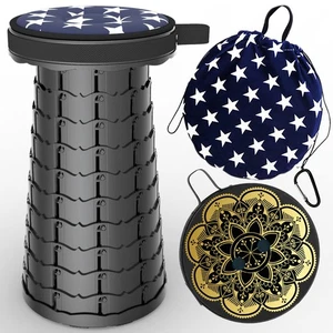 Upgraded Telescoping Collapsible Stool with Cushion, Folding Stool with Print... - Picture 1 of 8