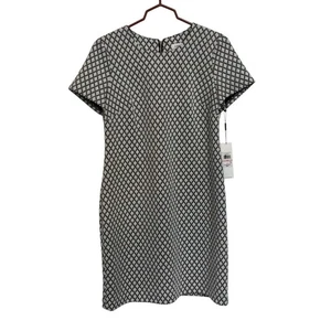 Calvin Klein Black & White Diamond Quilted Etuikleid Gr. 10 Kurzarm NEU - Bild 1 von 8