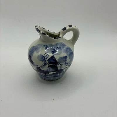 Делфтский стиль мини кувшин кувшин ручной росписи ветряная мельница Голландия - Изображение 1 из 4