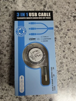 3 in 1 Fast Charging Cable Cell Phone Charger Cord For iPhone Type C Micro USB - Image 1 of 2