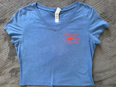 Camisa corta manga corta mezcladora de vino Catalina azul reservado cuello en V talla S Foto 1 de 4