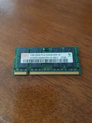 HYNIX DDR2 1GB 2Rx8 PC2-5300S-555-12 HYMP512S64CP8-Y5 AB-C SODIMM LAPTOP MEMORY - Image 1 of 2