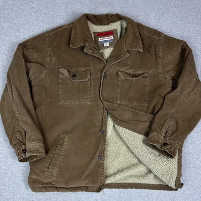 Mens Large Brown Corduroy Sherpa Lined Chore Coat Jacket Old Navy Painters Field - Image 1 of 4