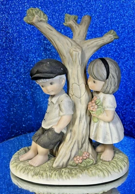 Enesco 2001 Kim Anderson's "First Secret Crush" Porcelain Monotone Colors - Image 1 of 4