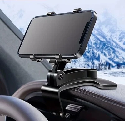 Supporto Telefono Auto Cruscotto Clip Regolabile GPS Rotante Universale Antiurto - Immagine 1 di 4