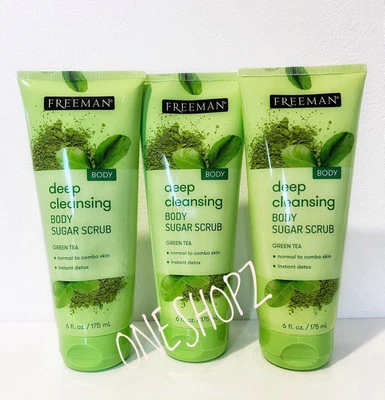 Freeman Deep Cleansing Body Sugar Scrub Detox Green Tea 175 X 3 - Image 1 of 4