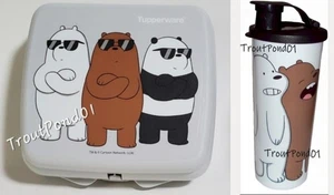 Tupperware We Bare Bears Lunch Set Square Sandwich Keeper and 16 oz Tumbler New - Picture 1 of 8