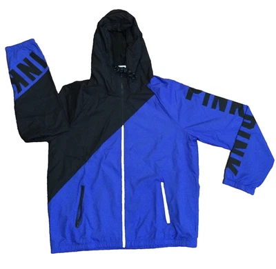 NEW Victoria's Secret PINK Anorak Windbreaker Full-Zip Jacket M/L Logo Hoodie - Image 1 of 4